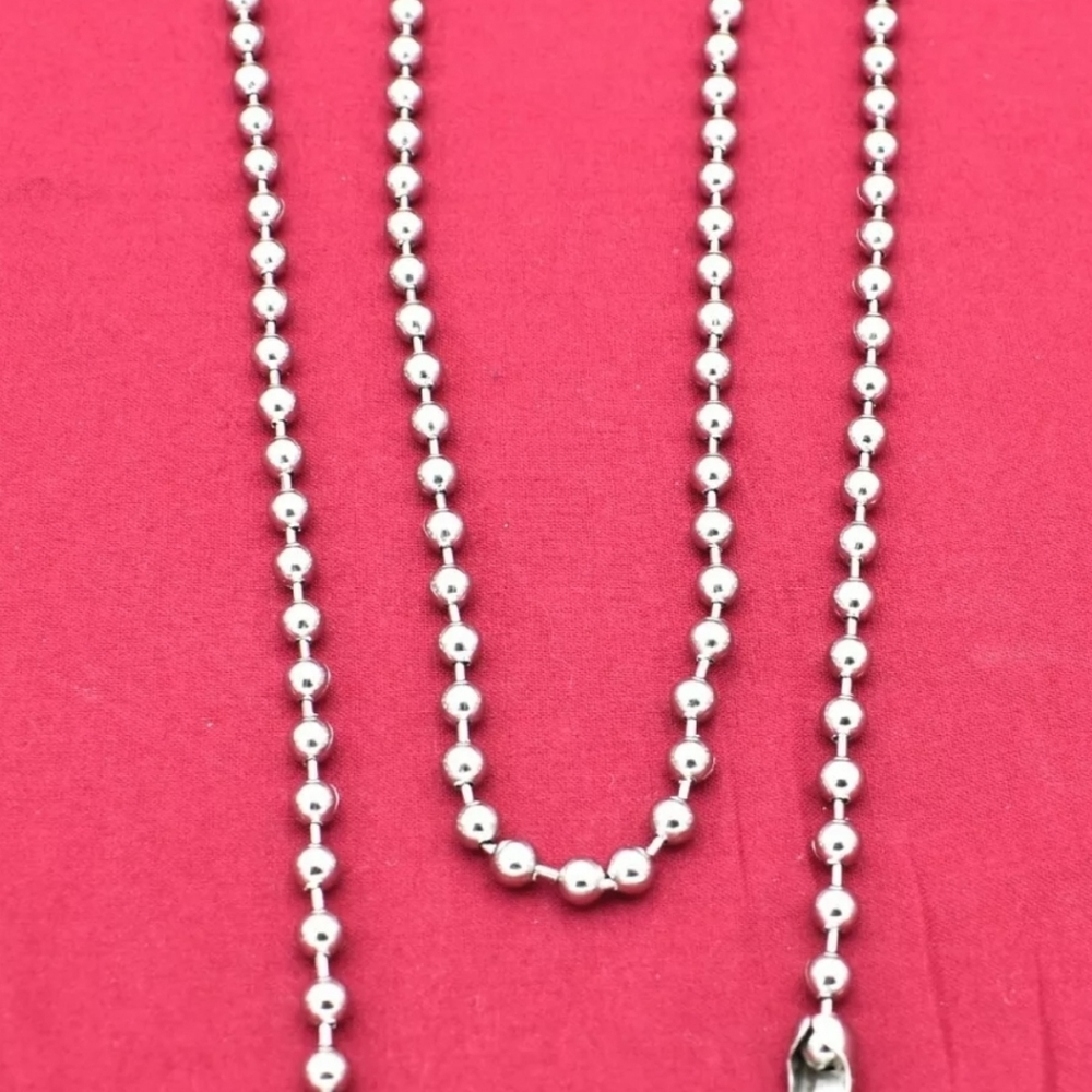 Stainless steel ball chain w military clasp. ANY SIZE! HANDMADE